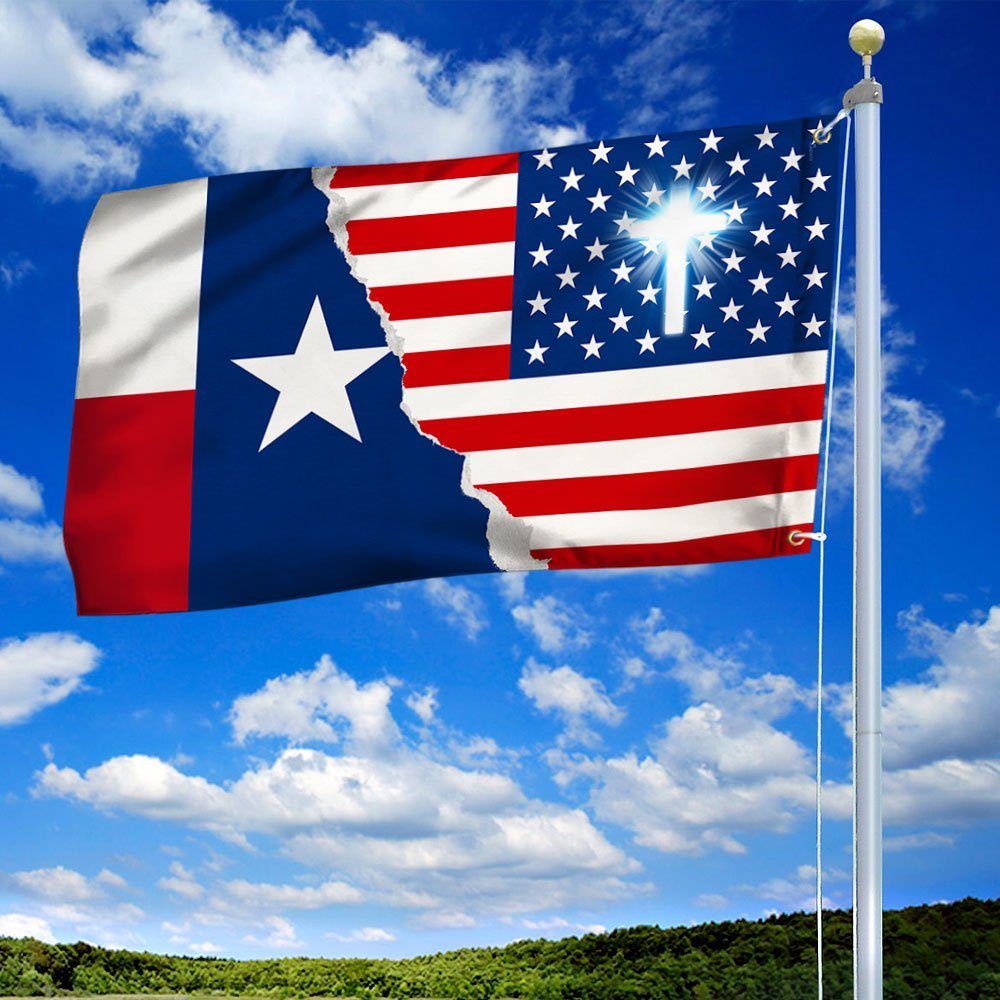 Texas American Christian Cross Grommet Flag TPT55GFv1