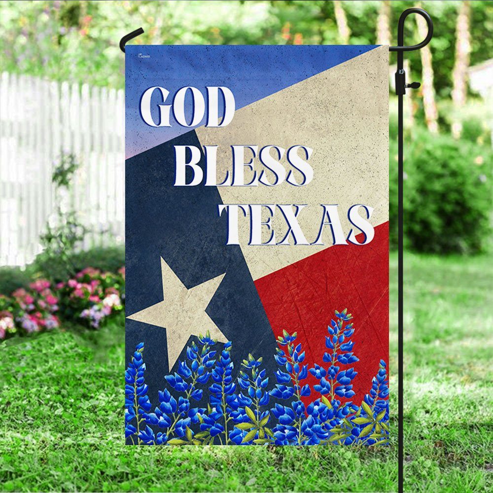 Texas Bluebonnet Flower God Bless Texas Flag MLN1399F