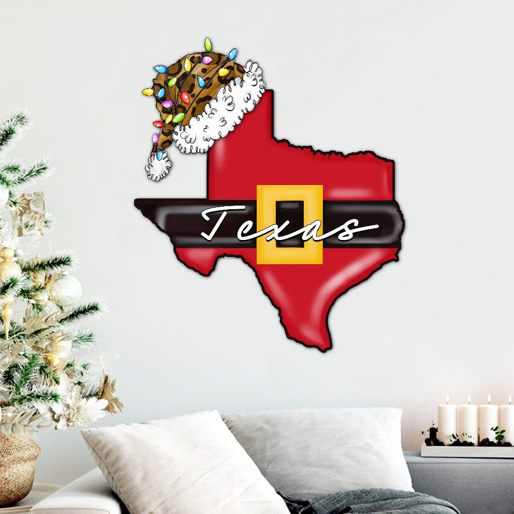 Texas Chirtsmas Hanging Metal Sign Merry Christmas LNT689MSv1