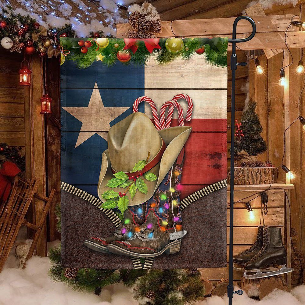 Texas Christmas Flag Cowboy Boots BNN718F