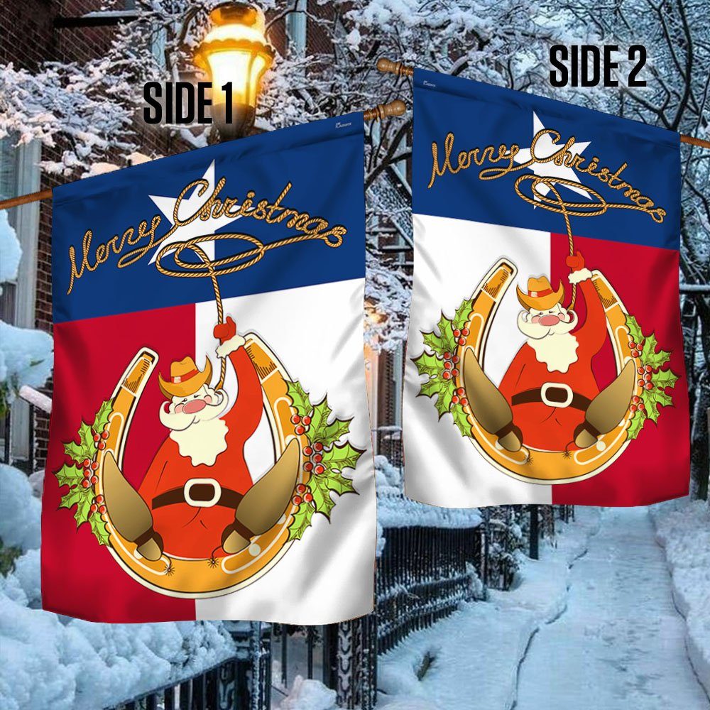 Texas Christmas Flag Cowboy Santa LNT623F