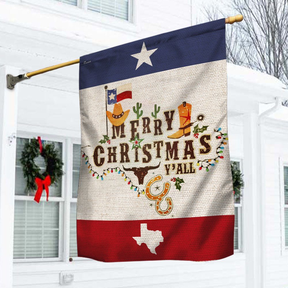 Texas Christmas Flag Merry Christmas Y’all LNT701F