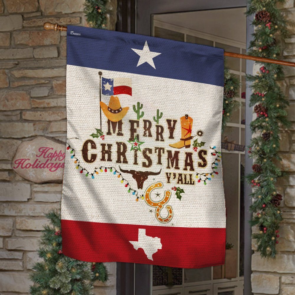 Texas Christmas Flag Merry Christmas Y’all LNT701F