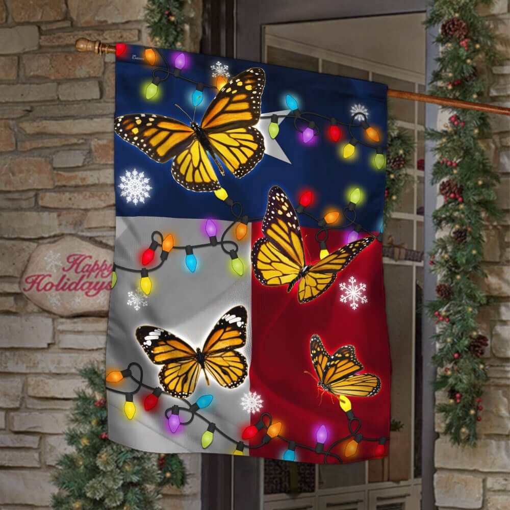 Texas Christmas Flag Monarch Butterfly LNT671F