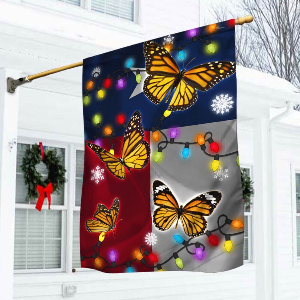 Texas Christmas Flag Monarch Butterfly LNT671F