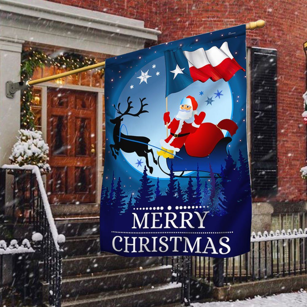 Texas Christmas Flag Santa Sleigh Texas Christmas Decoration TQN747Fv1