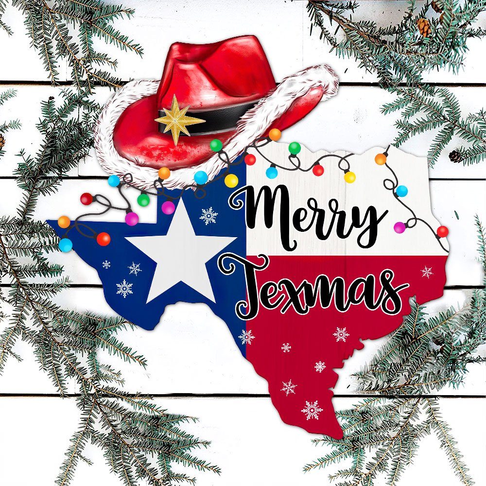 Texas Christmas Hanging Metal Sign Merry Texmas LNT766MS