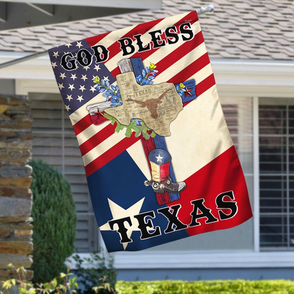 Texas Cross Flag God Bless Texas Flag LNH024F