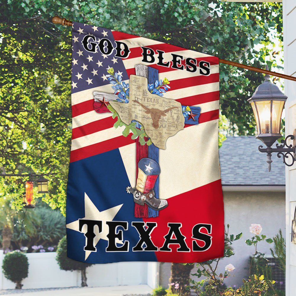 Texas Cross Flag God Bless Texas Flag LNH024F