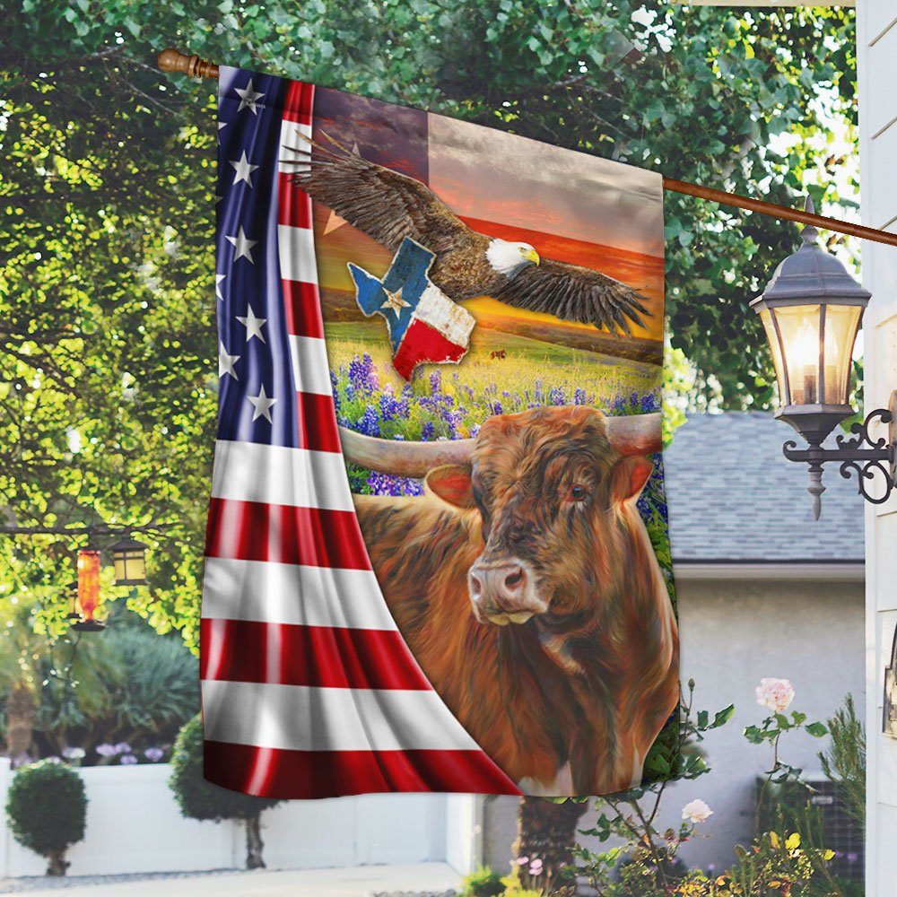 Texas Eagle Longhorn Flag LHA2081F