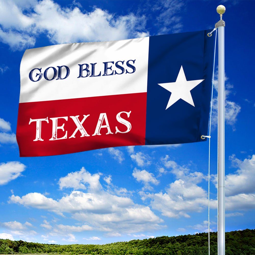 Texas Flag God Bless Texas Grommet Flag TRL1609GF