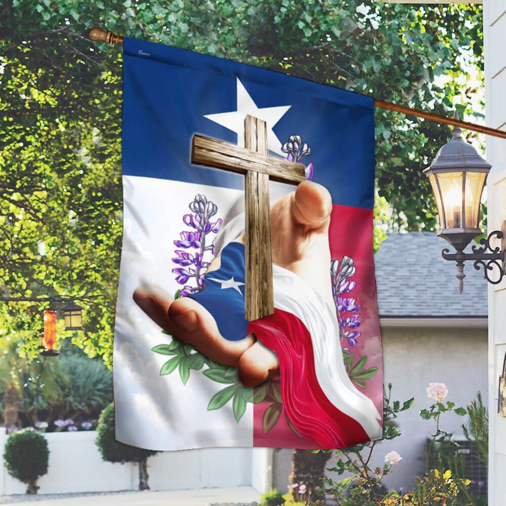 Texas Flag Jesus Christian Cross Texas Bluebonnet Flag TPT800F