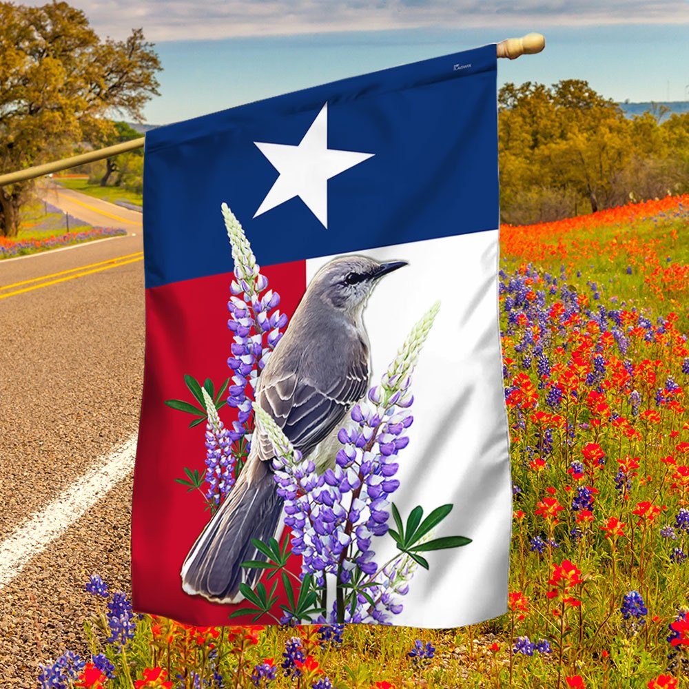 Texas Flag Northern Mockingbird And Bluebonnet BNN430F