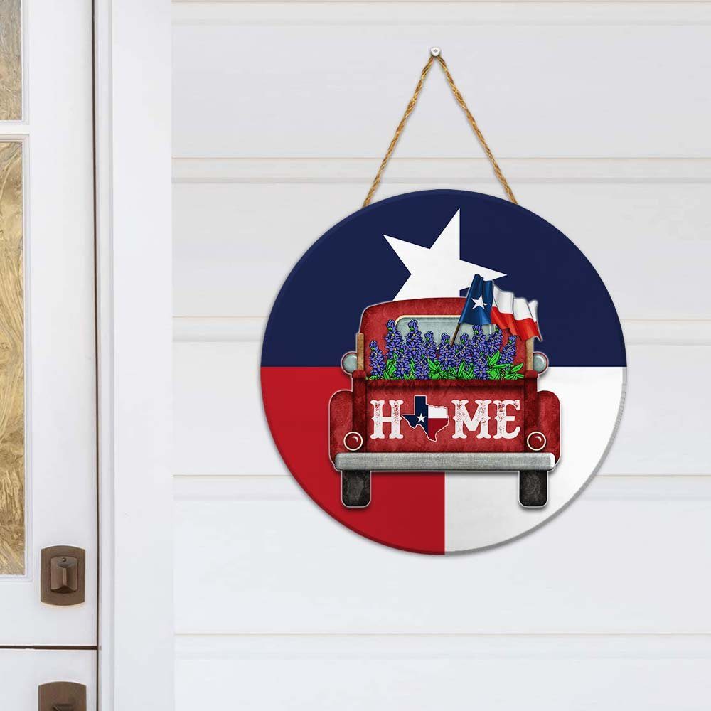 Texas Home Round Wooden Sign DBD3327WD