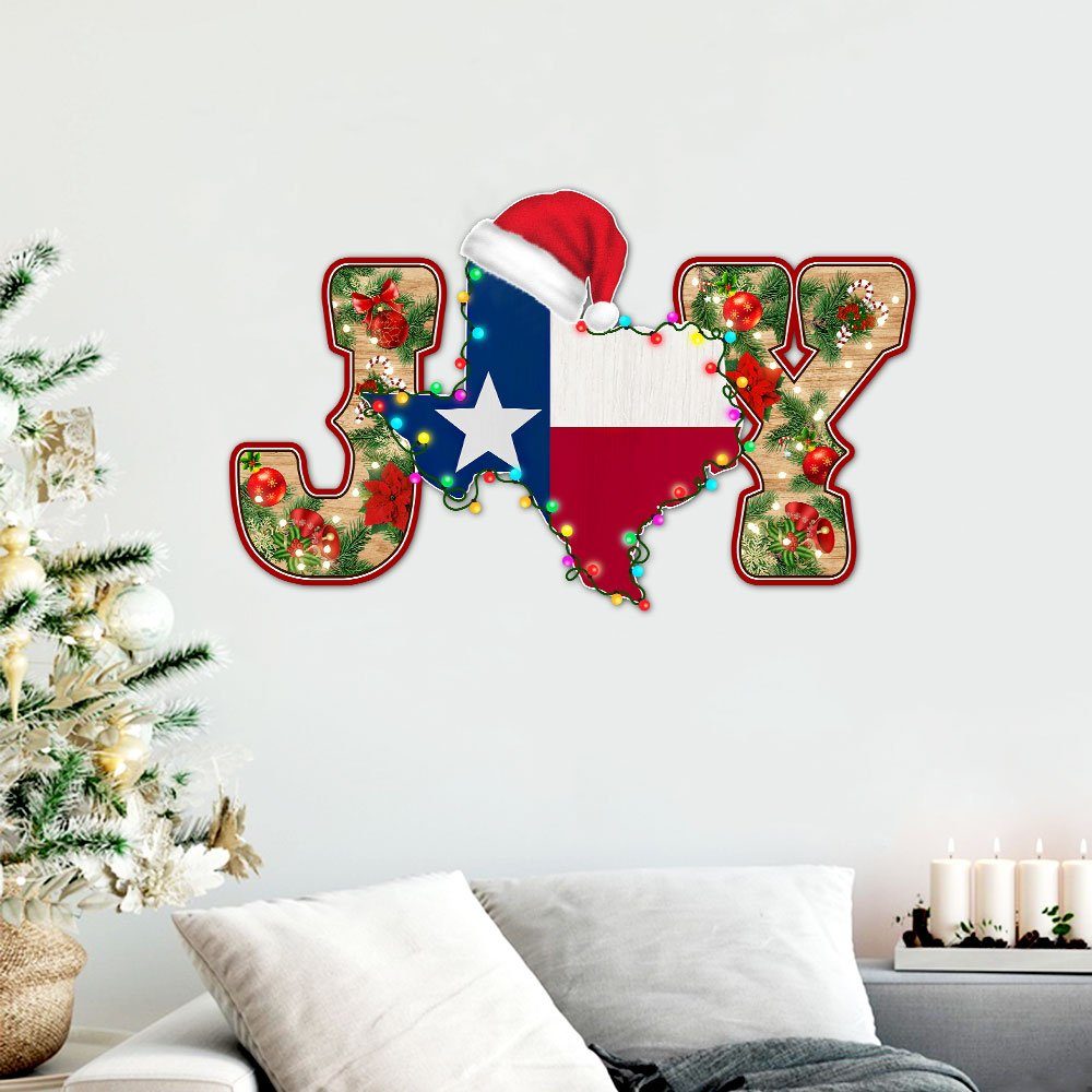 Texas Joy Christmas Hanging Metal Sign BNN693MSv1