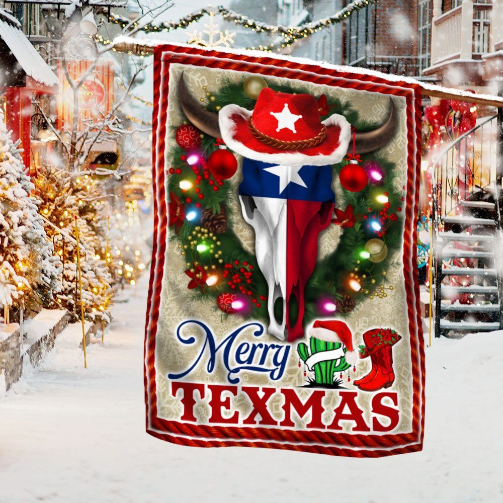 Texas Longhorn Flag Merry Texmas DDH3068F