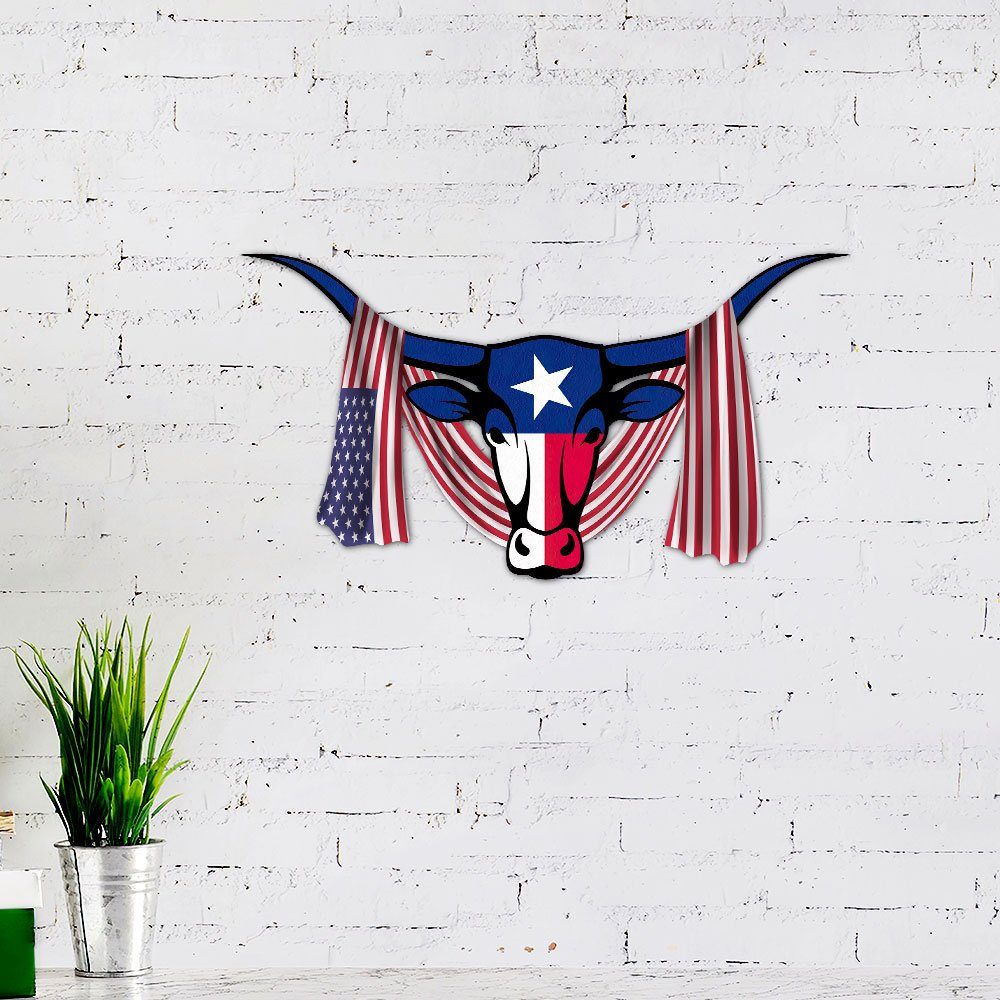 Texas Longhorn Hanging Metal Sign Flag Symbol LNT119MS