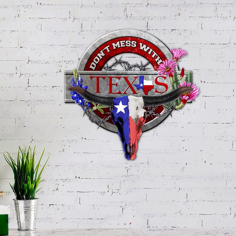 Texas Longhorn Hanging Metal Sign Stroke NNT443MS