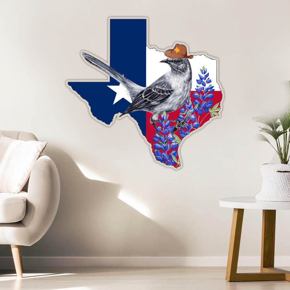 Texas Mockingbird Hanging Metal Sign Point LNT700MS