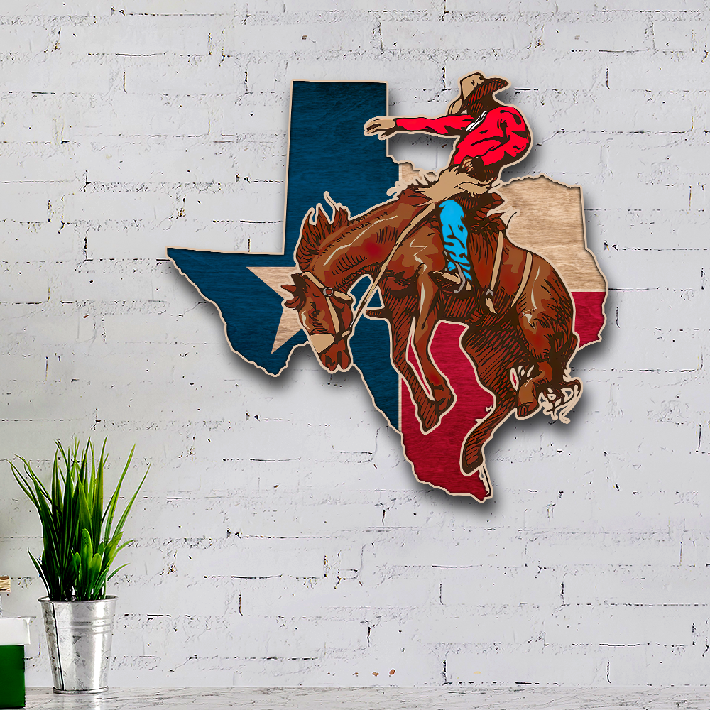 Texas Rodeo Cowboy Hanging Metal Sign MLN91MS