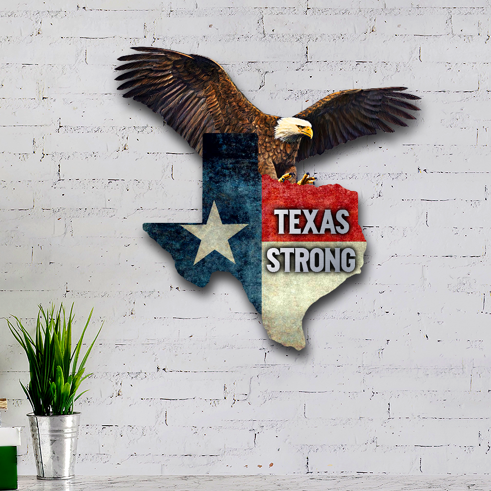 Texas Strong Eagle Hanging Metal Sign TQN192MS