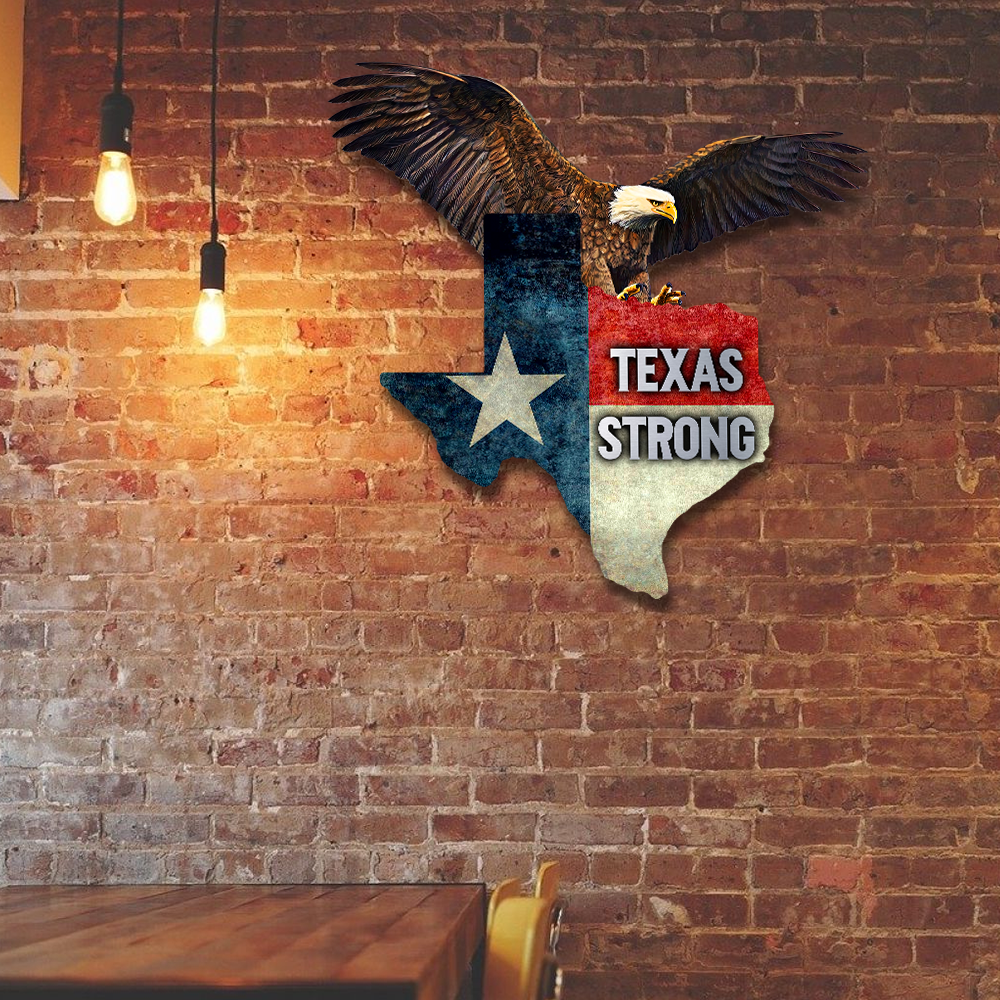 Texas Strong Eagle Hanging Metal Sign TQN192MS