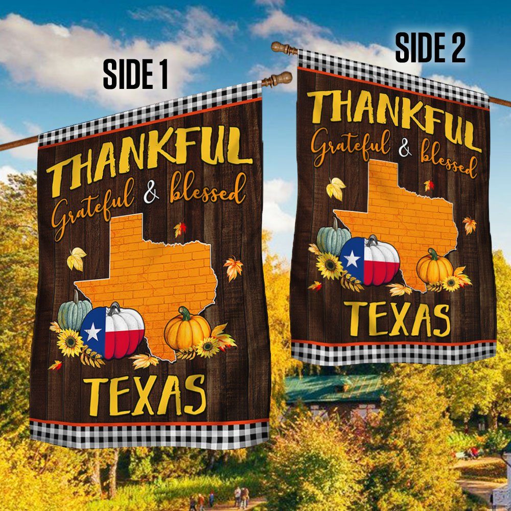 Texas Thanksgiving Flag Thankful Grateful And Blessed TQN446Fv1