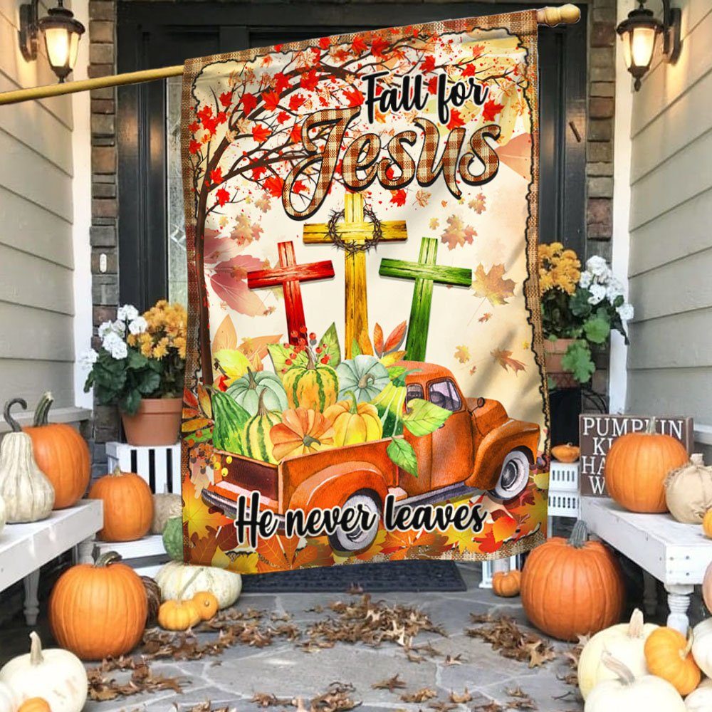 Thanksgiving A Christian Holiday Flagwix™ Fall For Jesus He Never Leaves Christian Lover Flag THH3415F
