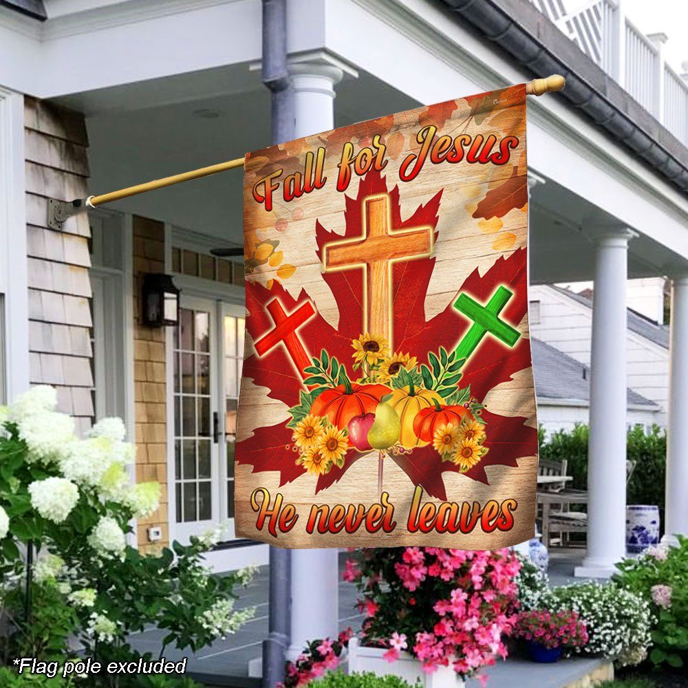 Thanksgiving Flag Fall For Jesus He Never Leaves QNN574F