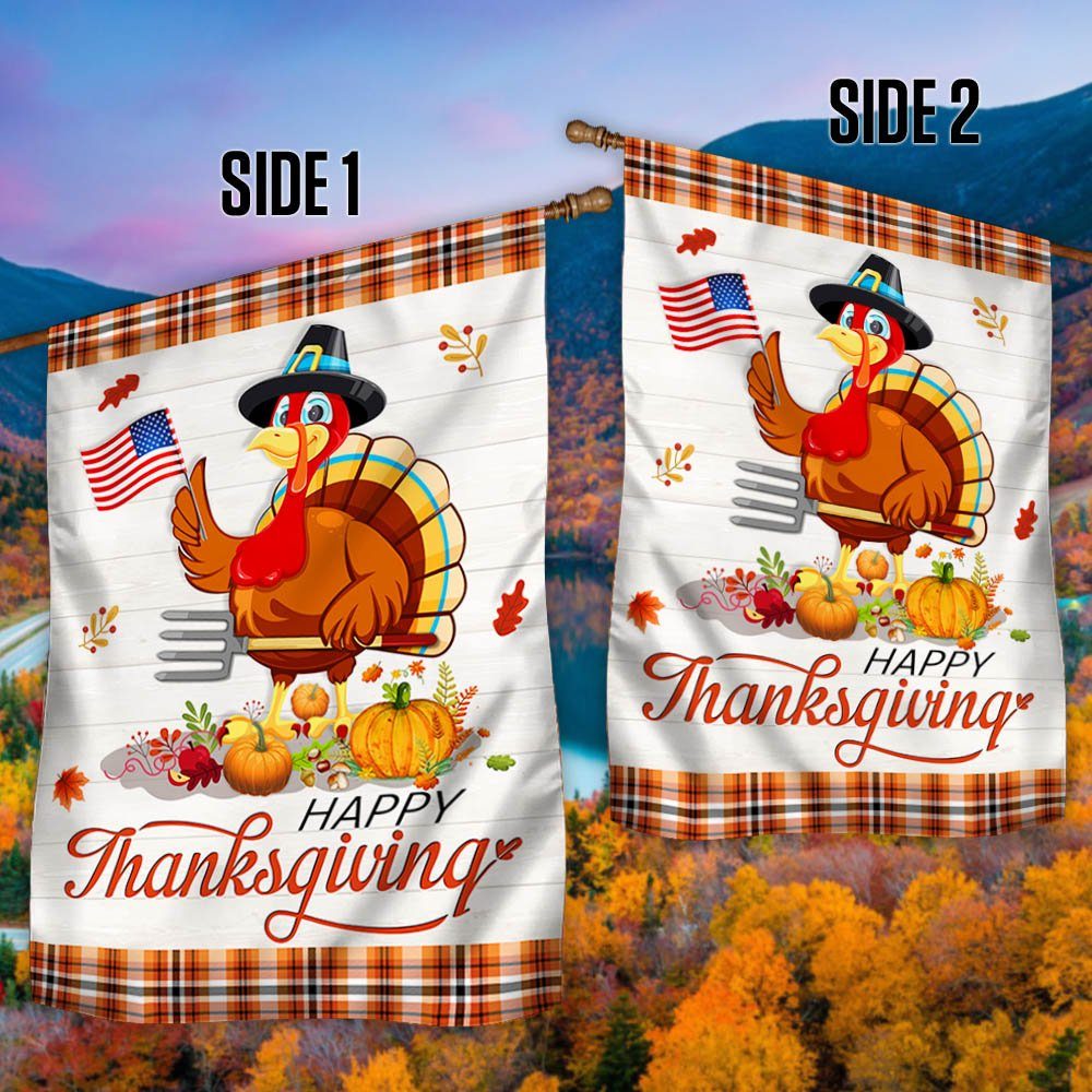 Thanksgiving Flag Turkey Pumpkin American Flag TQN561F