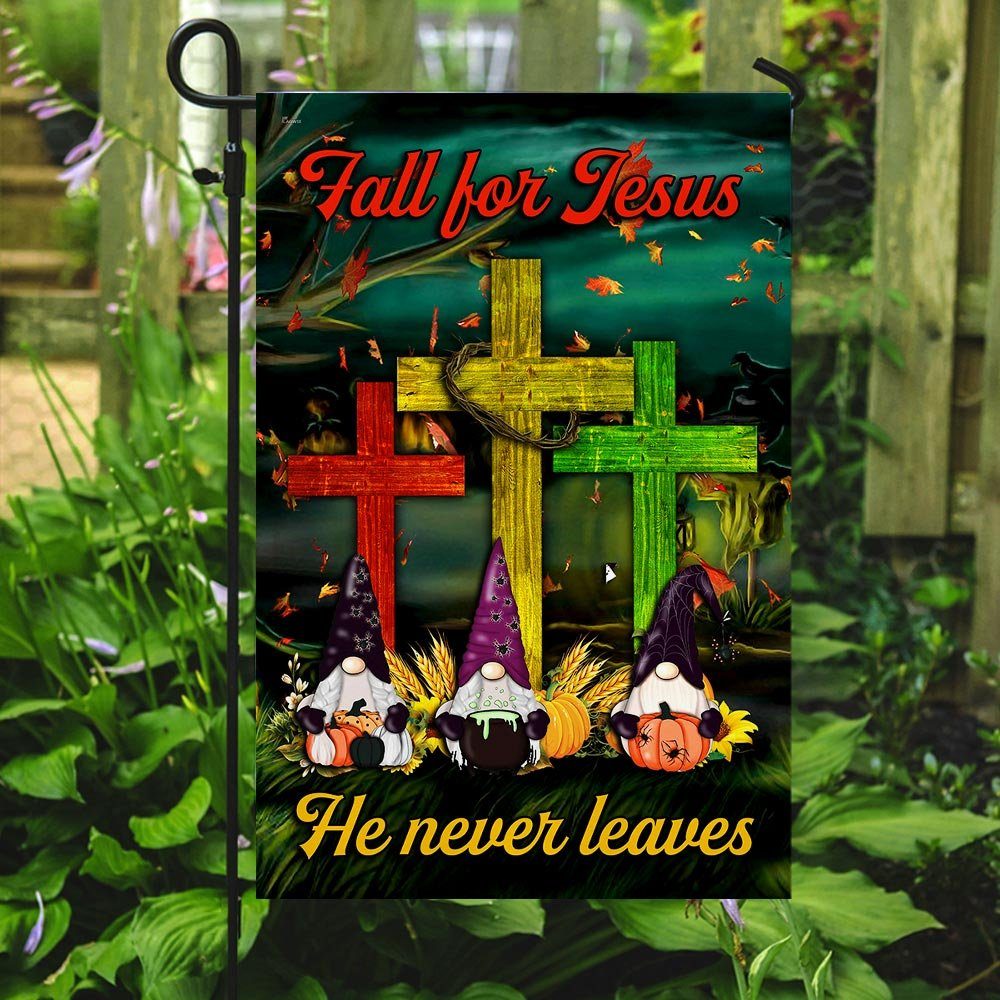 Thanksgiving Gnome Images Flagwix™ Fall For Jesus He Never Leaves Flag