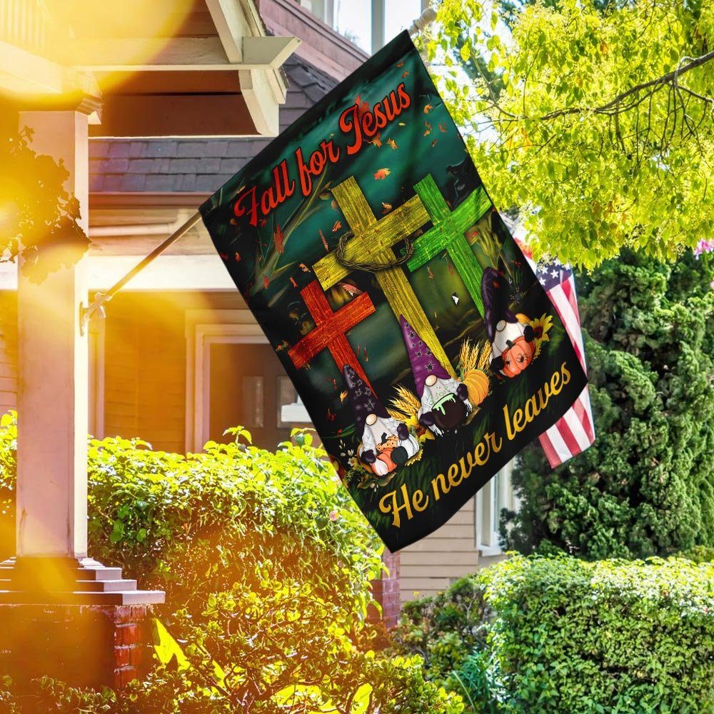 Thanksgiving Gnome Images Flagwix™ Fall For Jesus He Never Leaves Flag