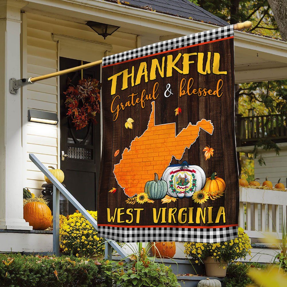 Thanksgiving West Virginia Flag Thankful Grateful And Blessed TQN446Fv2