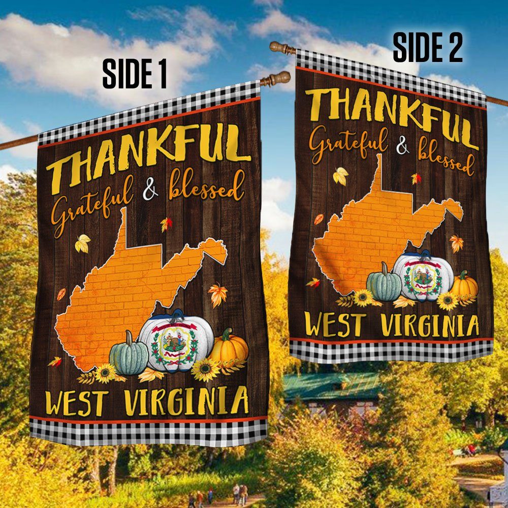 Thanksgiving West Virginia Flag Thankful Grateful And Blessed TQN446Fv2