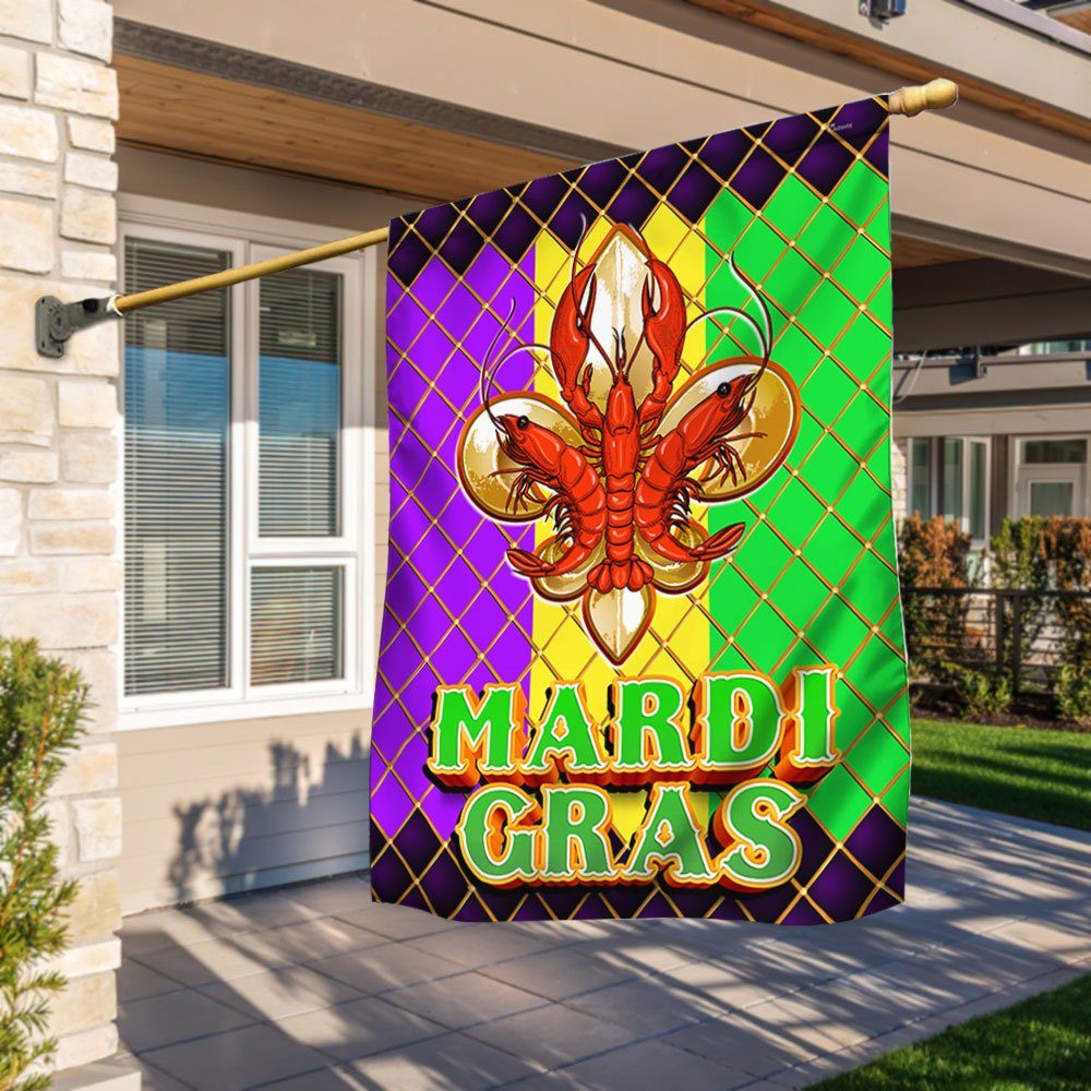 The Fleur-de-lis Crawfish Mardi Gras Flag BNN741F