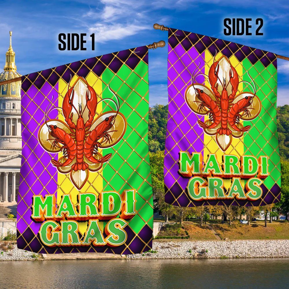 The Fleur-de-lis Crawfish Mardi Gras Flag BNN741F