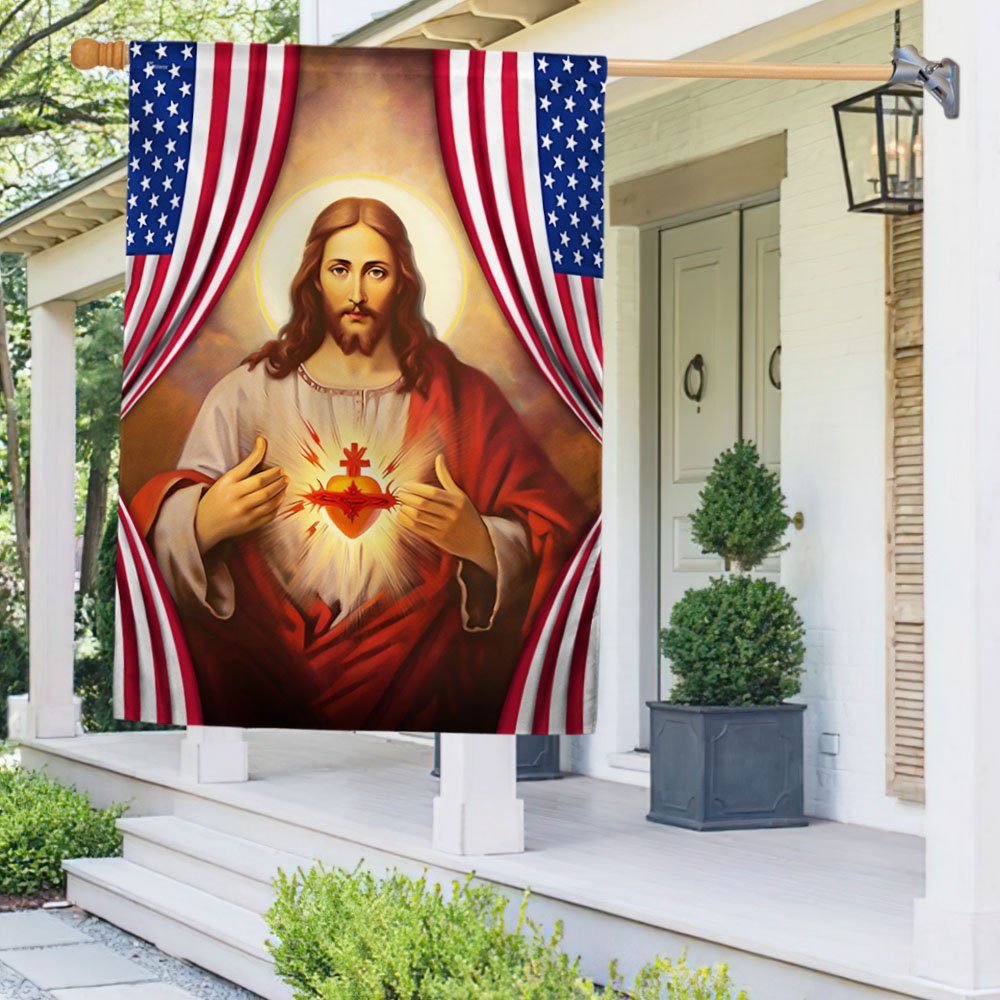 The Sacred Heart Of Jesus American Flag TQN1295F