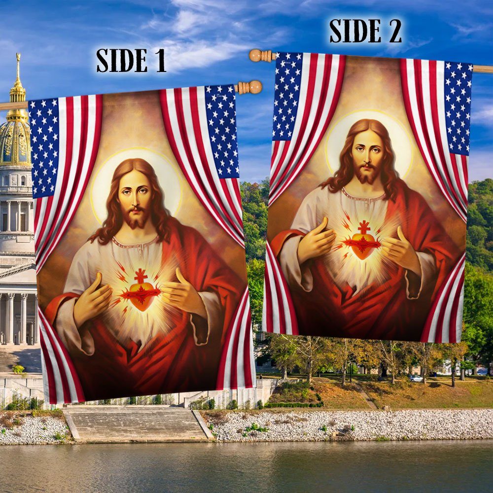 The Sacred Heart Of Jesus American Flag TQN1295F