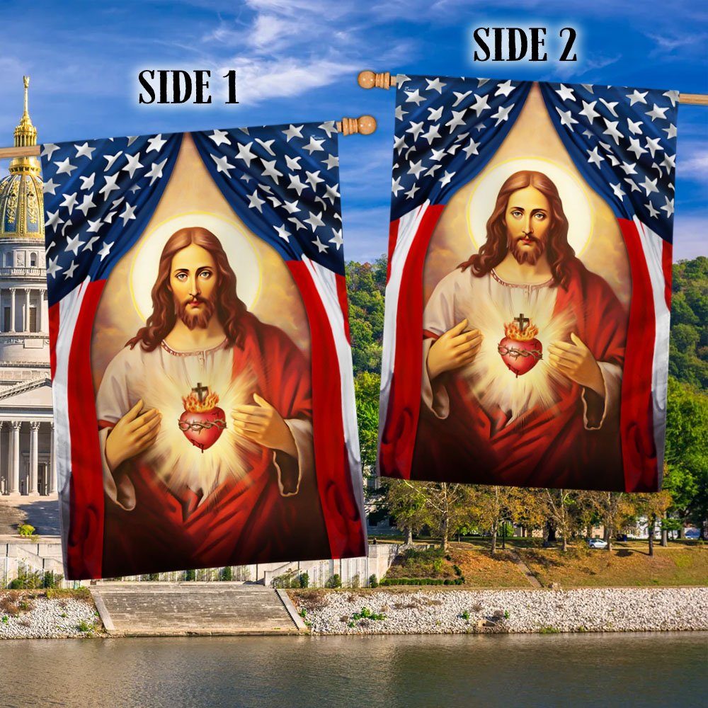 The Sacred Heart Of Jesus American Flag TQN1299F