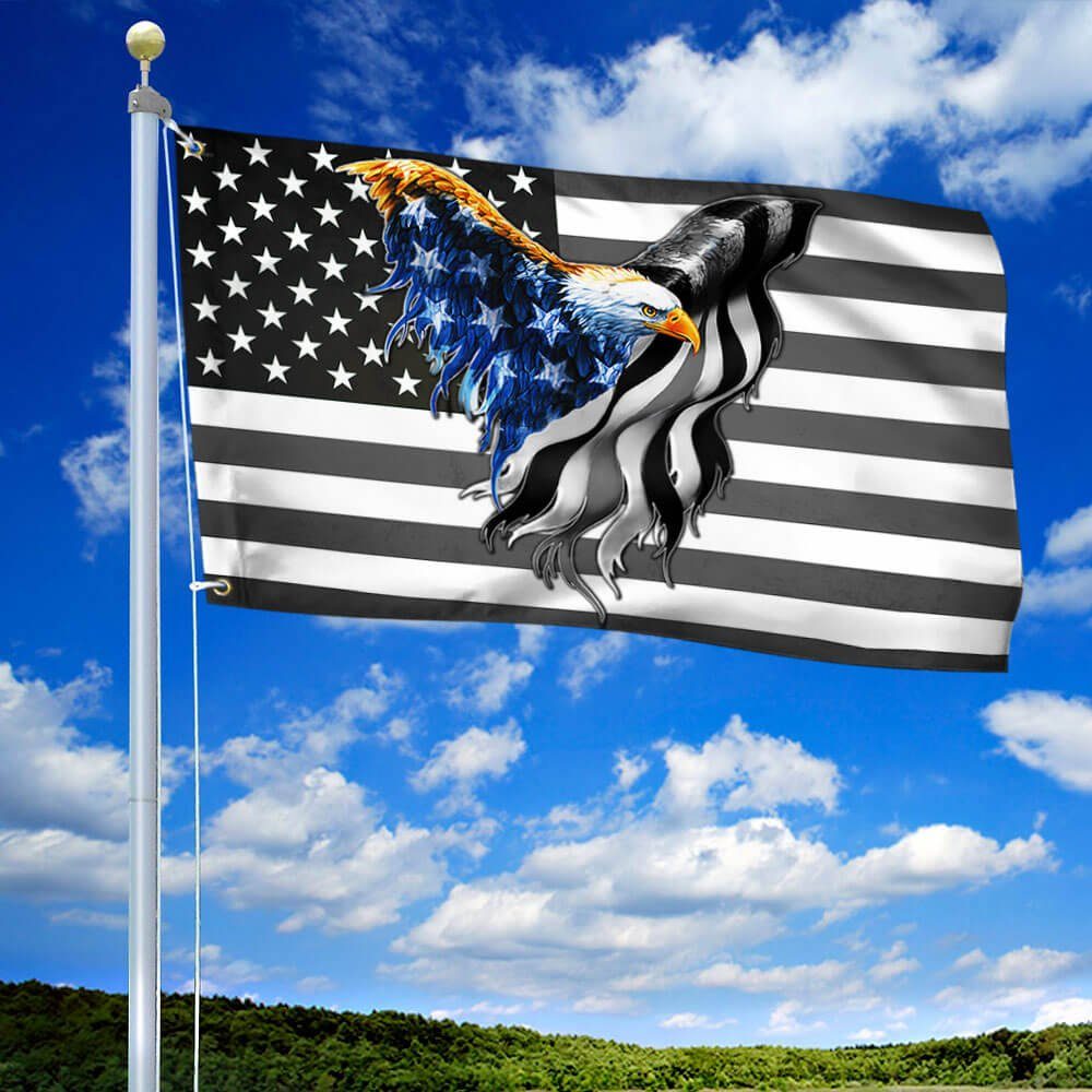 The Thin Gray Line Flag Correctional Officers American Eagle Flag THB3440GFv4