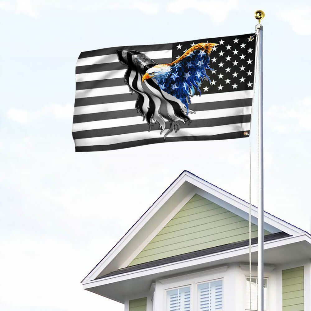 The Thin Gray Line Flag Correctional Officers American Eagle Flag THB3440GFv4
