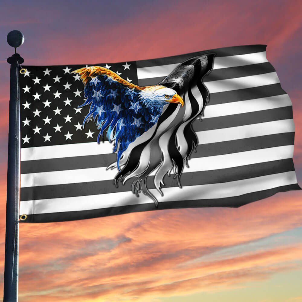 The Thin Gray Line Flag Correctional Officers American Eagle Flag THB3440GFv4
