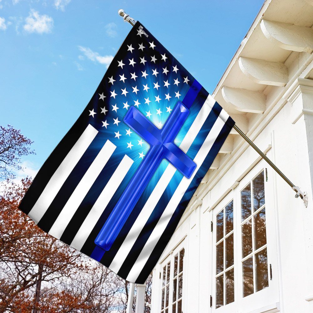 Thin Blue Line – Christian Cross Flag