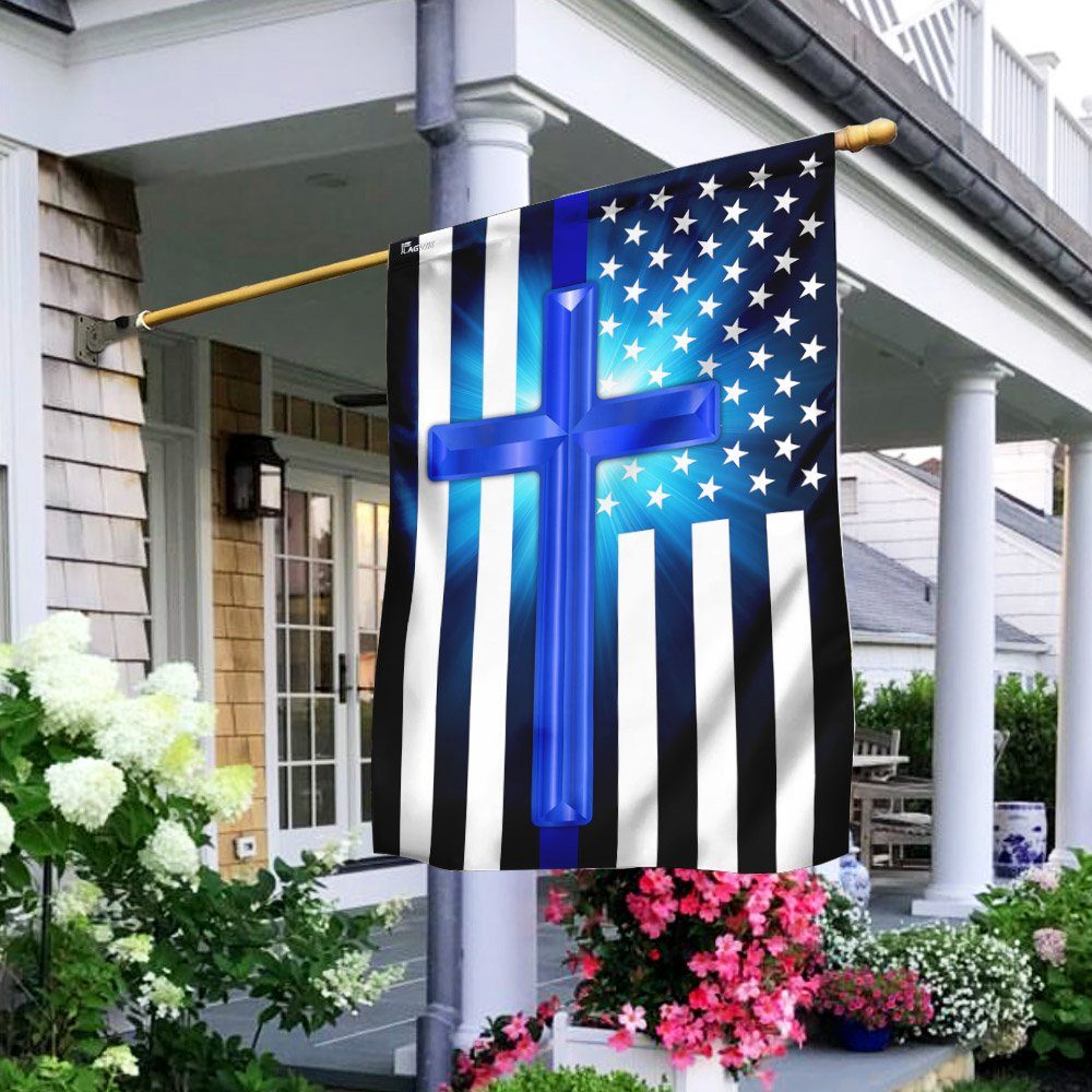 Thin Blue Line – Christian Cross Flag