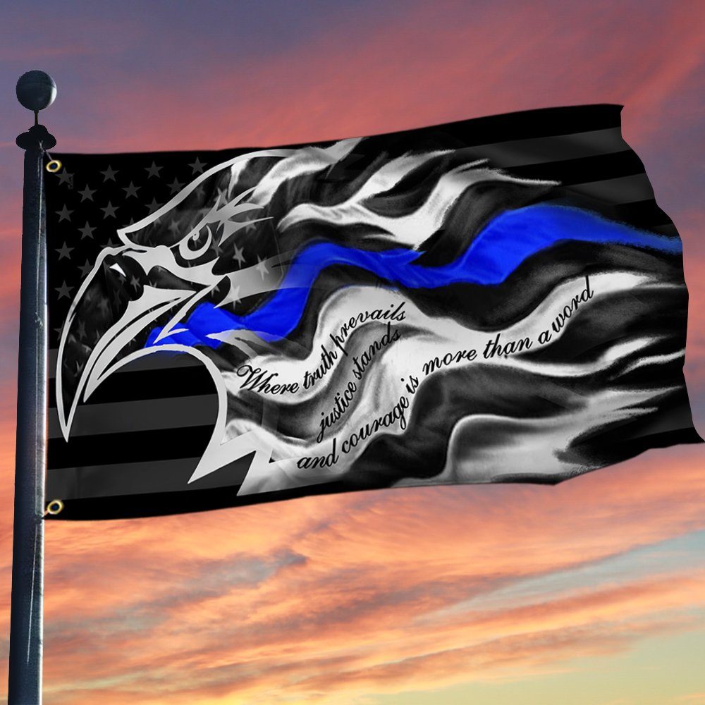 Thin Blue Line Grommet Flag Where Truth Prevails BNN227GF