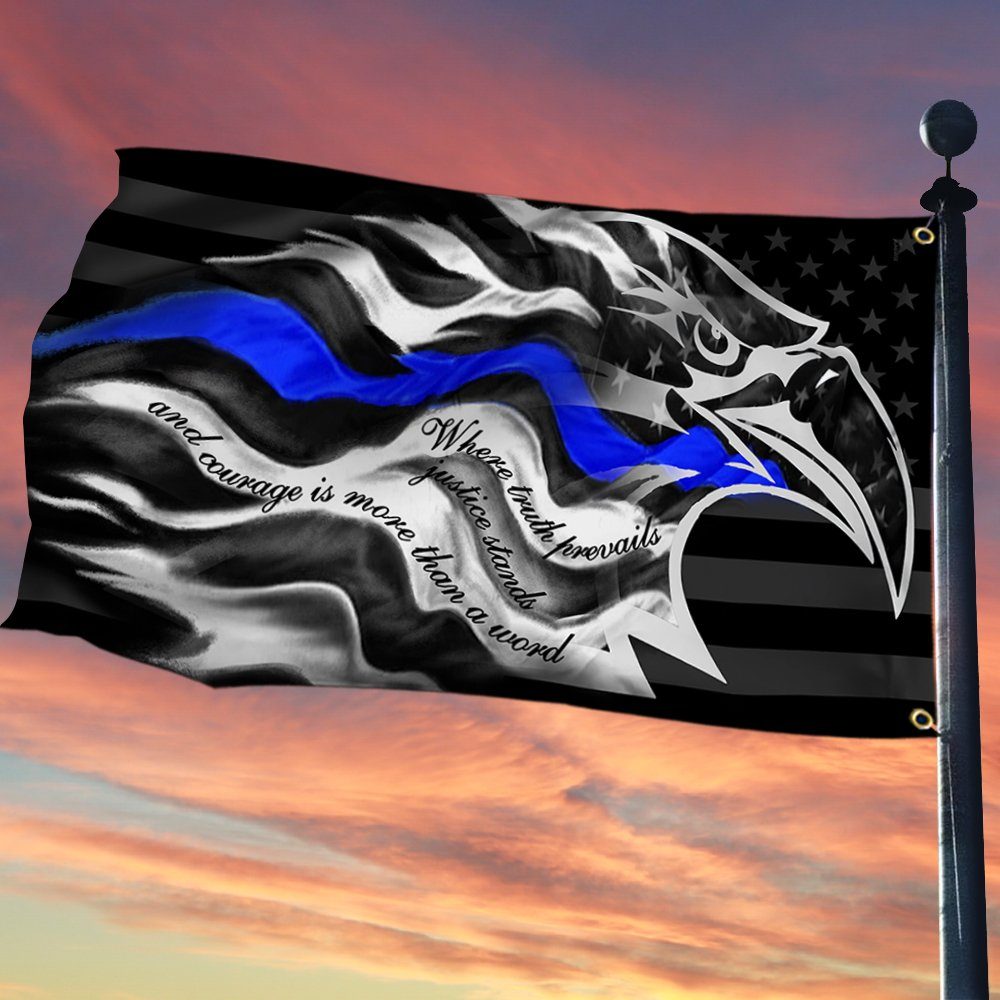 Thin Blue Line Grommet Flag Where Truth Prevails BNN227GF