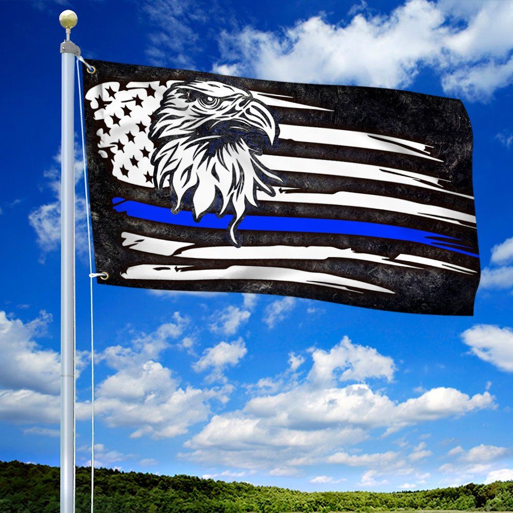 Thin Blue Line Police Grommet Flag QNK1102GF