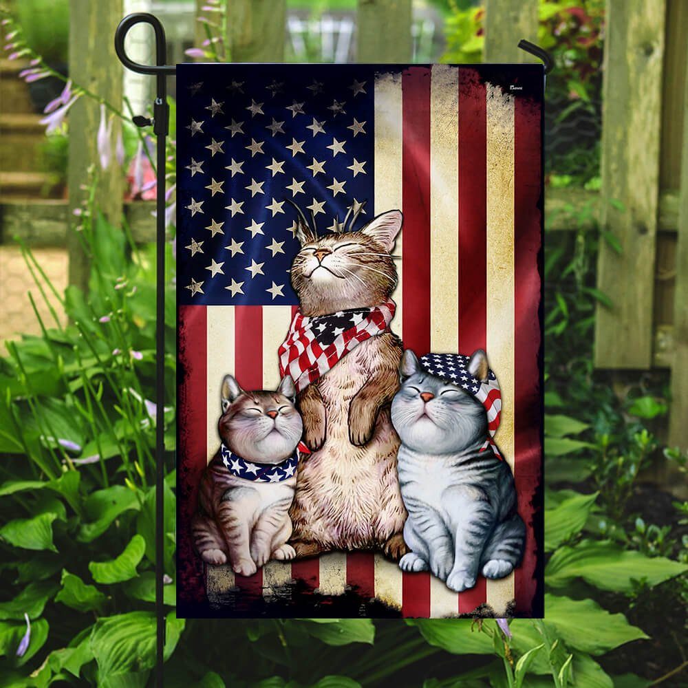 Three Cats American Flag