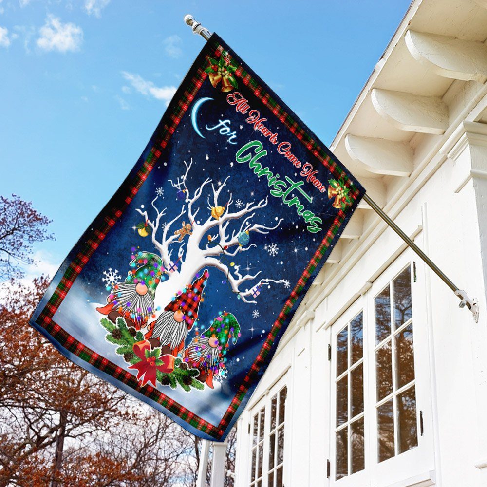 Three Gnomes Plaid Patterns. All Hearts Come Home For Christmas Flag MBH06F