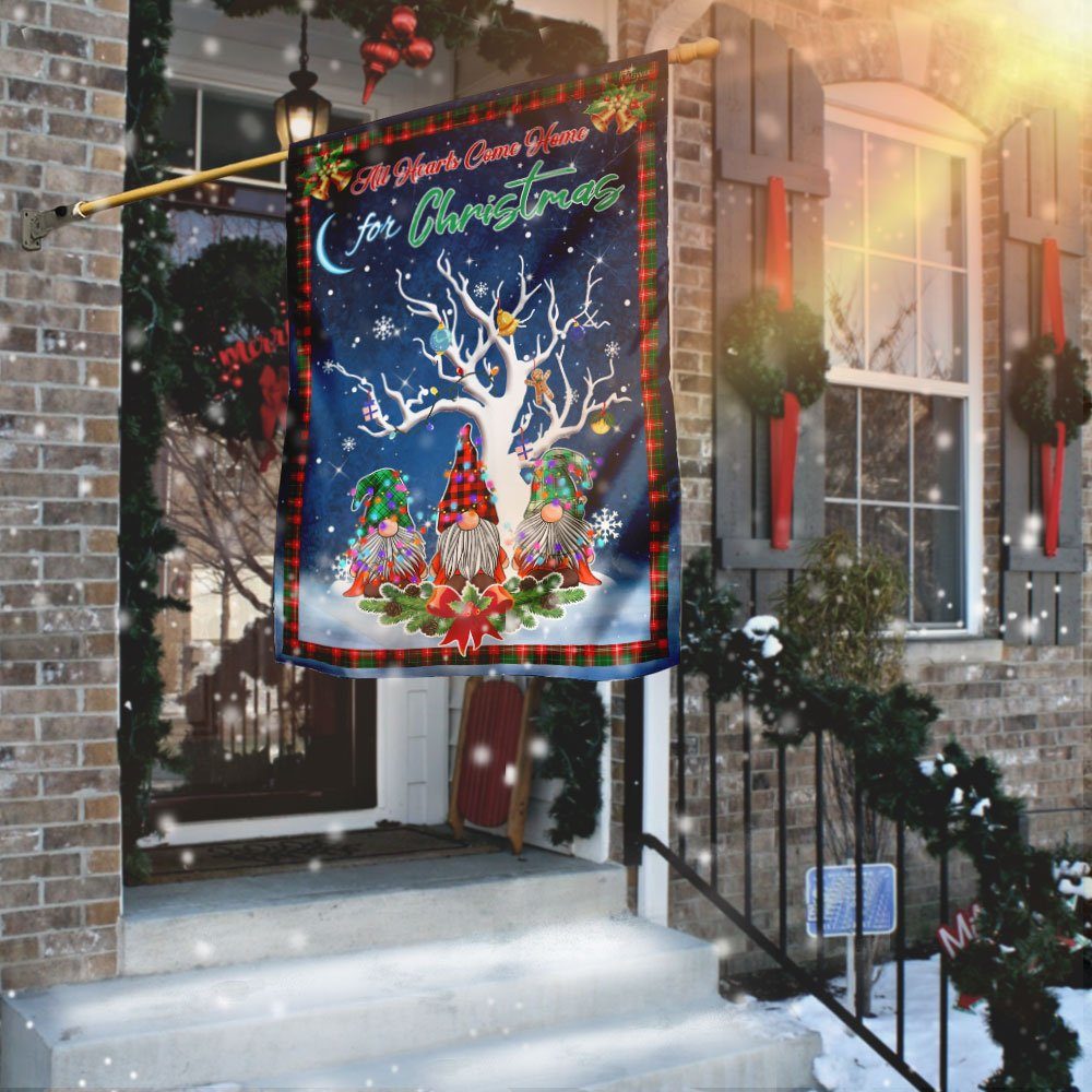 Three Gnomes Plaid Patterns. All Hearts Come Home For Christmas Flag MBH06F